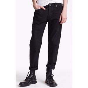 blk dnm cooper jean black coated denim straight leg button fly jeans 33 x 32